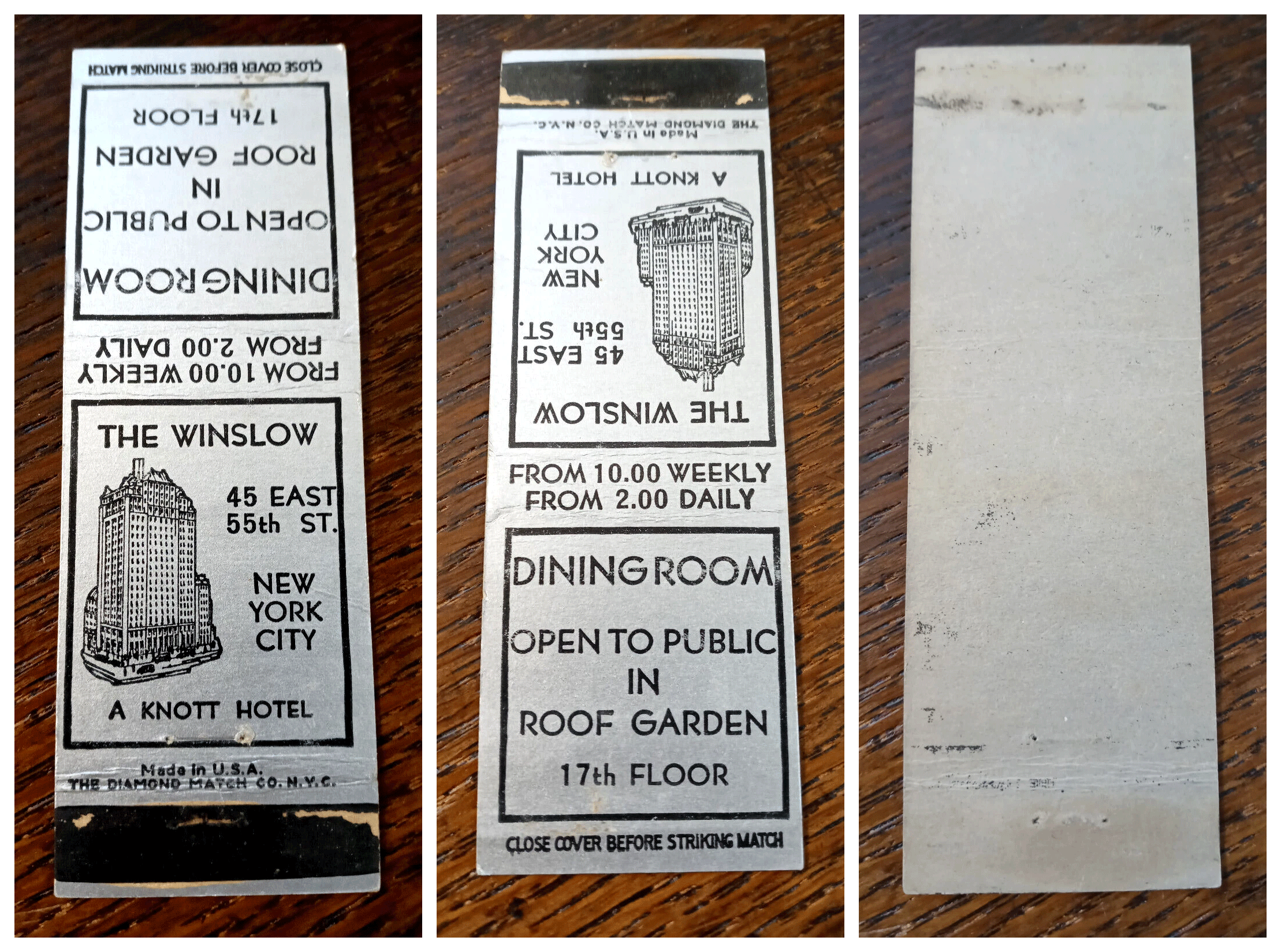 The Winslow Hotel, Matchbook